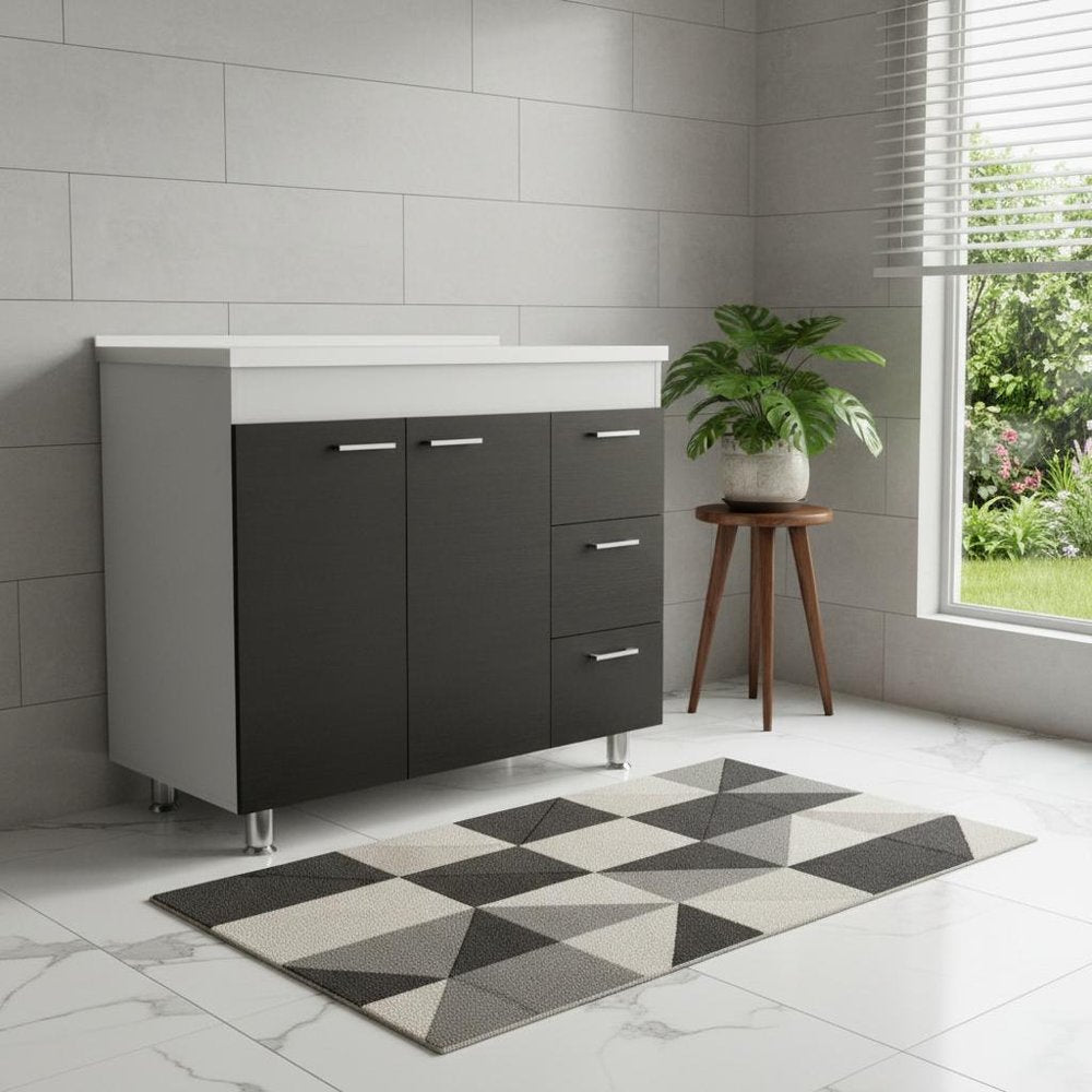 Black Wood Gloss Finish Door Accent Cabinet with Three Drawers - 39-inch