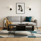 Espresso and Black Wood and Metal Coffee Table with Shelf - 40-inch