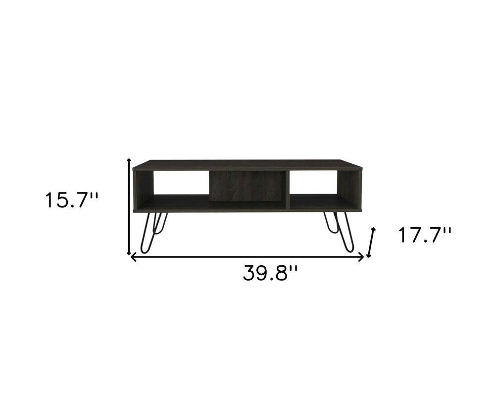 Espresso and Black Wood and Metal Coffee Table with Shelf - 40-inch