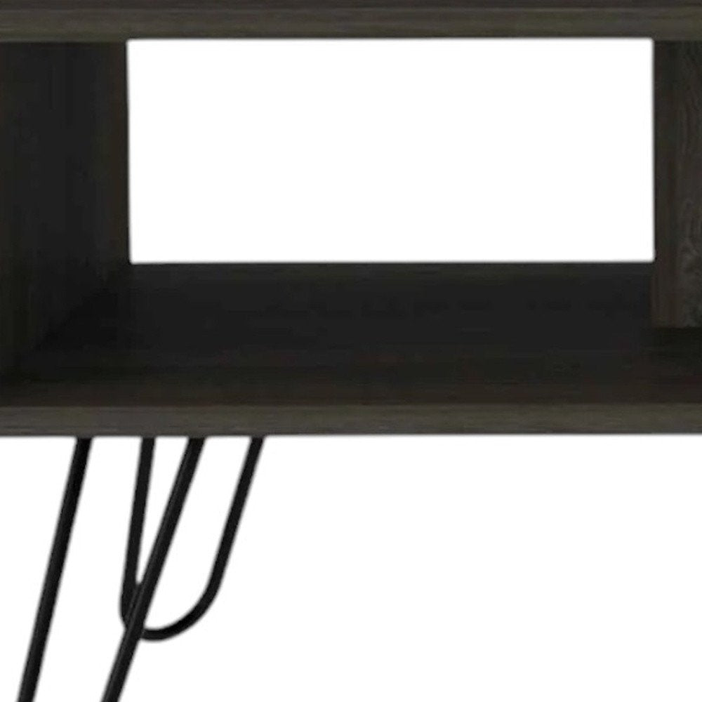 Espresso and Black Wood and Metal Coffee Table with Shelf - 40-inch