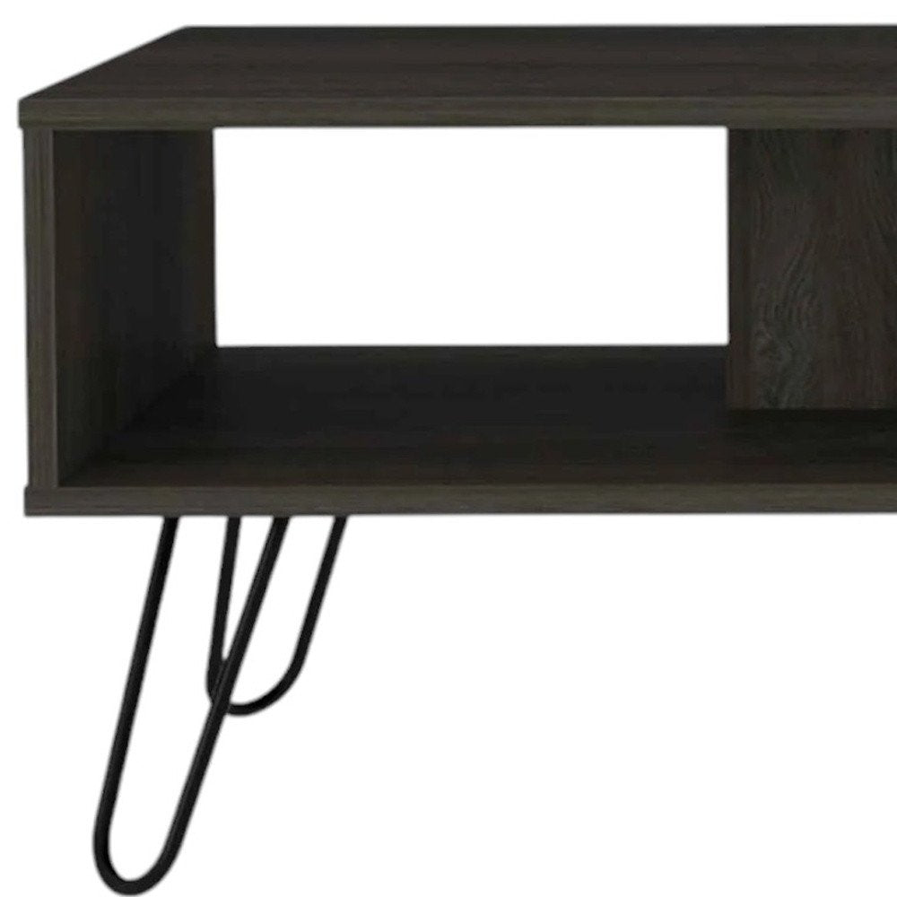 Espresso and Black Wood and Metal Coffee Table with Shelf - 40-inch