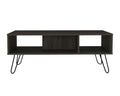 Espresso and Black Wood and Metal Coffee Table with Shelf - 40-inch