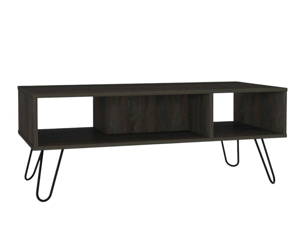Espresso and Black Wood and Metal Coffee Table with Shelf - 40-inch