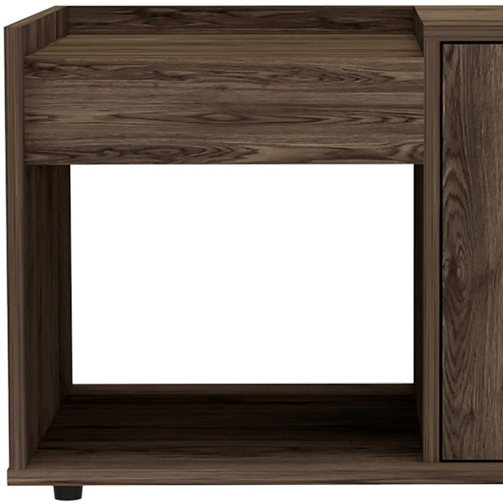 Brown Wood Coffee Table with Shelf - 32-inch