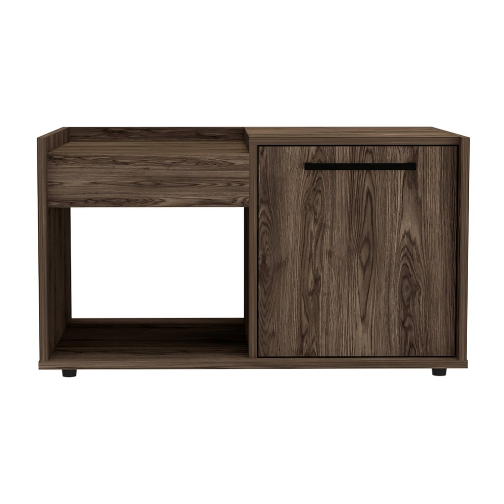 Brown Wood Coffee Table with Shelf - 32-inch