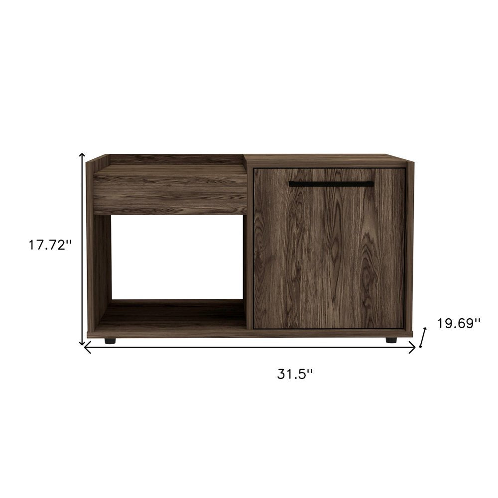 Brown Wood Coffee Table with Shelf - 32-inch