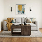 Brown Wood Coffee Table with Shelf - 32-inch
