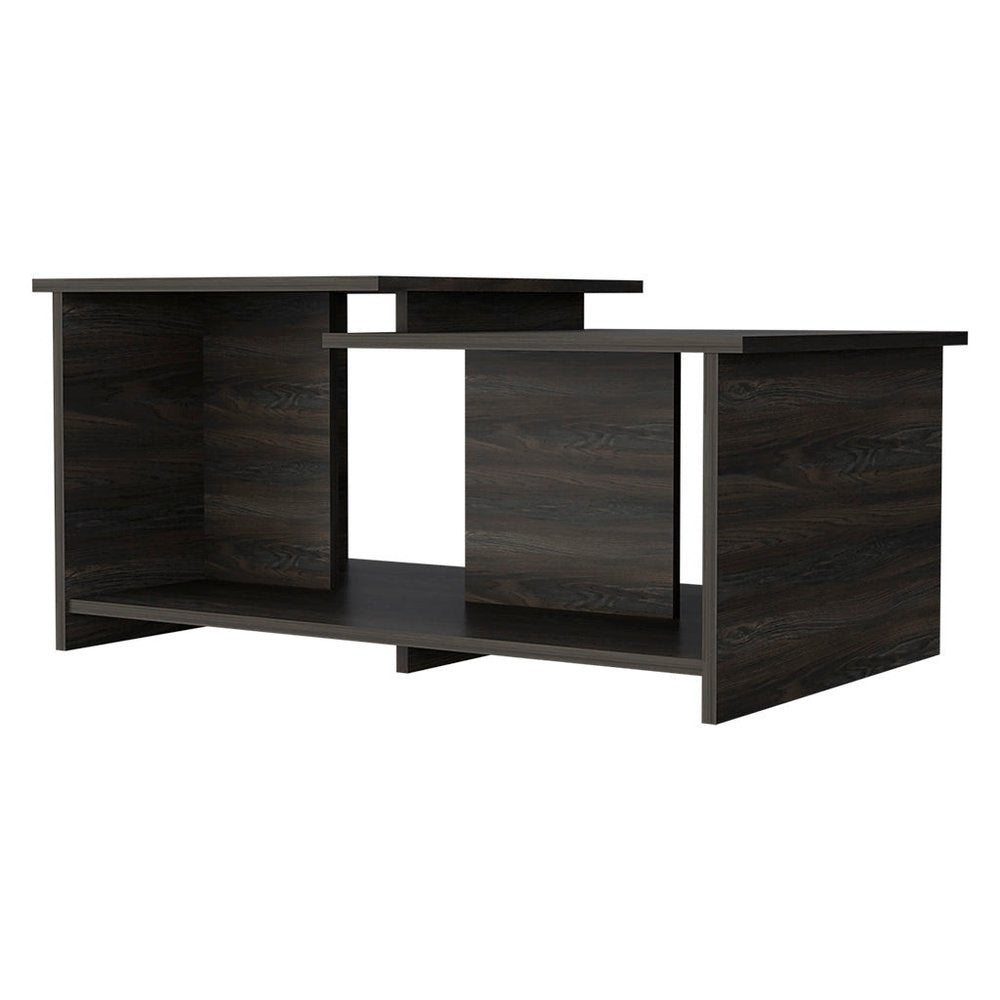 Espresso Wood Coffee Table with Shelf - 35-inch