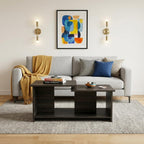 Espresso Wood Coffee Table with Shelf - 35-inch
