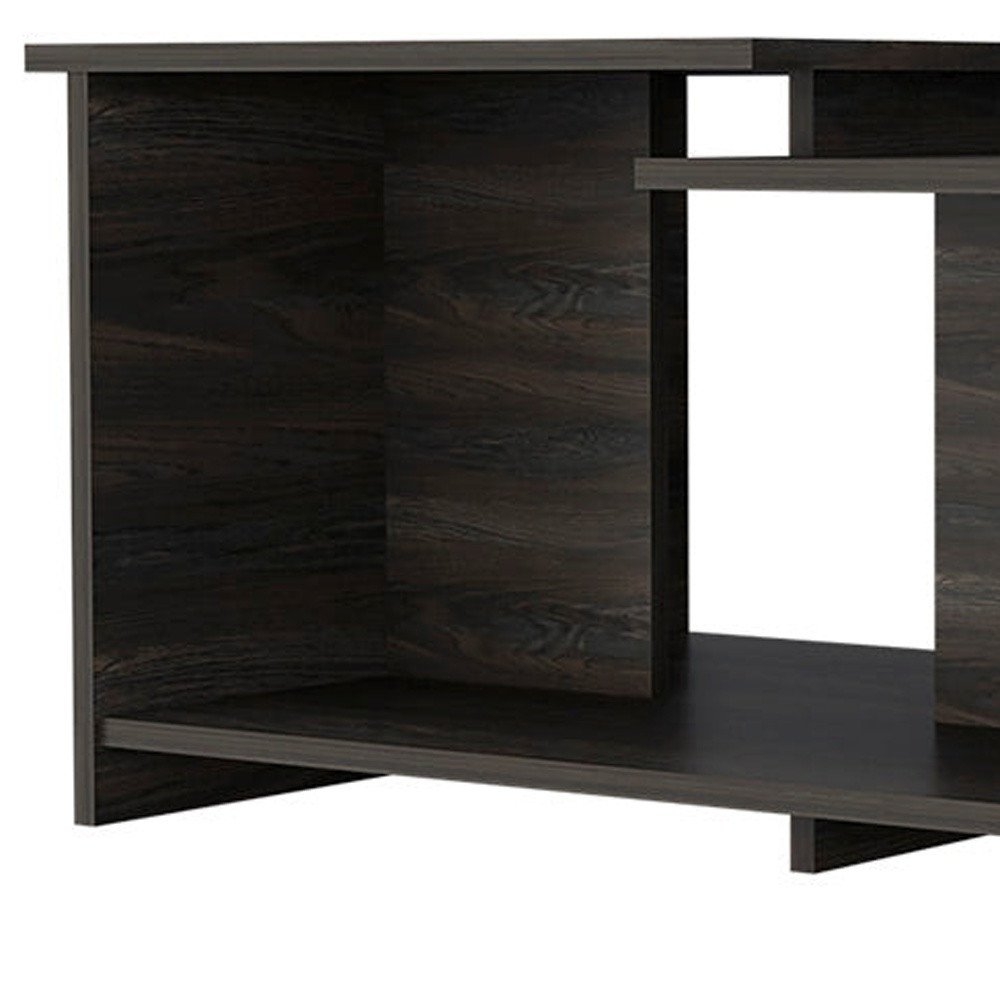 Espresso Wood Coffee Table with Shelf - 35-inch