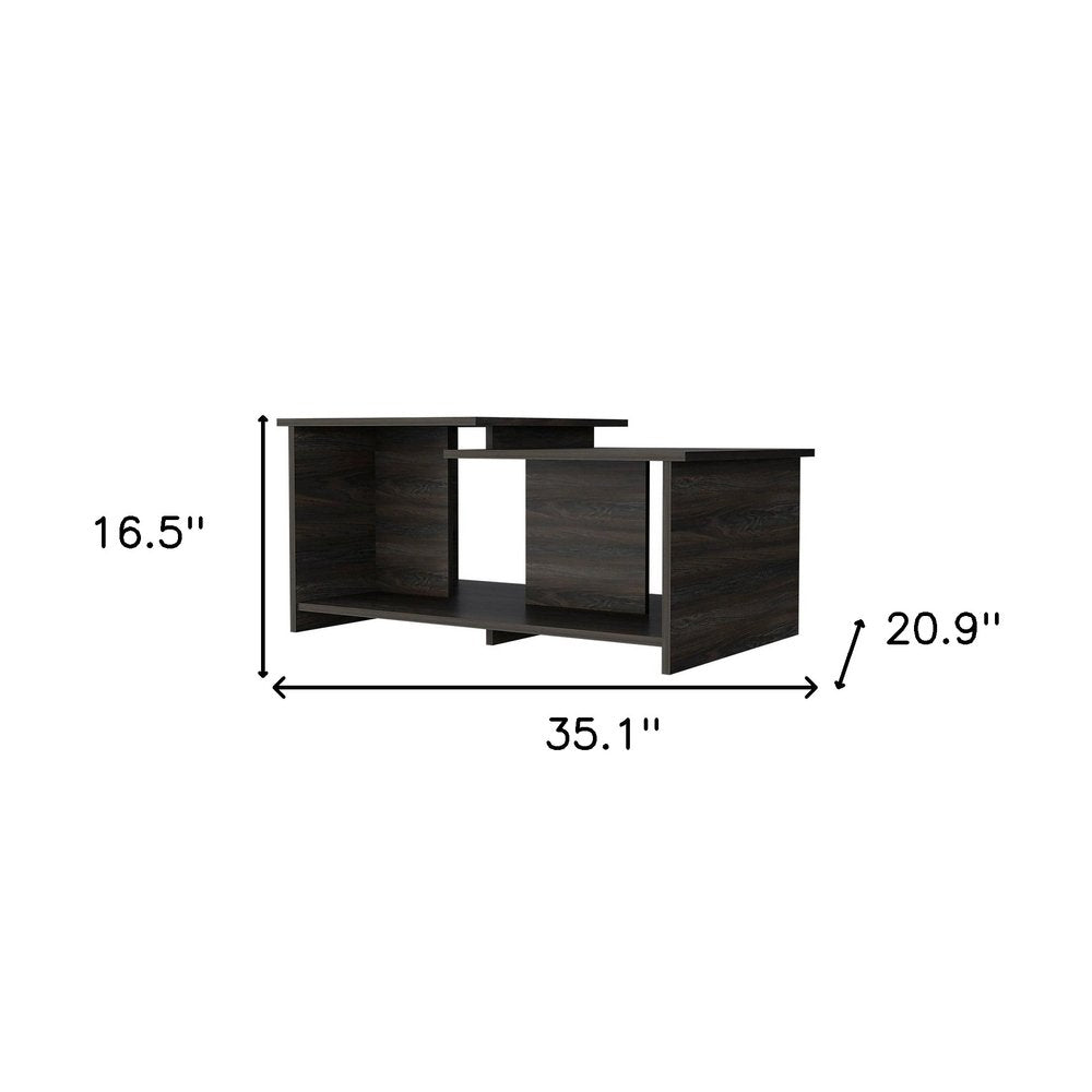 Espresso Wood Coffee Table with Shelf - 35-inch