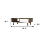 Brown and Brown and White Wood Coffee Table with Drawer and Shelf - 40-inch