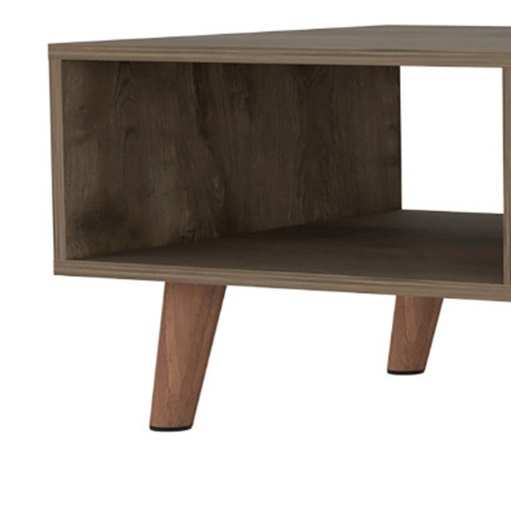 Brown and Brown and White Wood Coffee Table with Drawer and Shelf - 40-inch