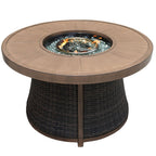 50000 Btu 42 Brown Aluminum and Rattan Propane Round Fire Pit Table with Cover