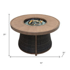 50000 Btu 42 Brown Aluminum and Rattan Propane Round Fire Pit Table with Cover
