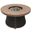 50000 Btu 42 Brown Aluminum and Rattan Propane Round Fire Pit Table with Cover