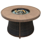 50000 Btu 42 Brown Aluminum and Rattan Propane Round Fire Pit Table with Cover