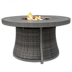 50000 Btu 42 Gray Aluminum and Rattan Propane Round Fire Pit Table with Cover