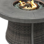 50000 Btu 42 Gray Aluminum and Rattan Propane Round Fire Pit Table with Cover