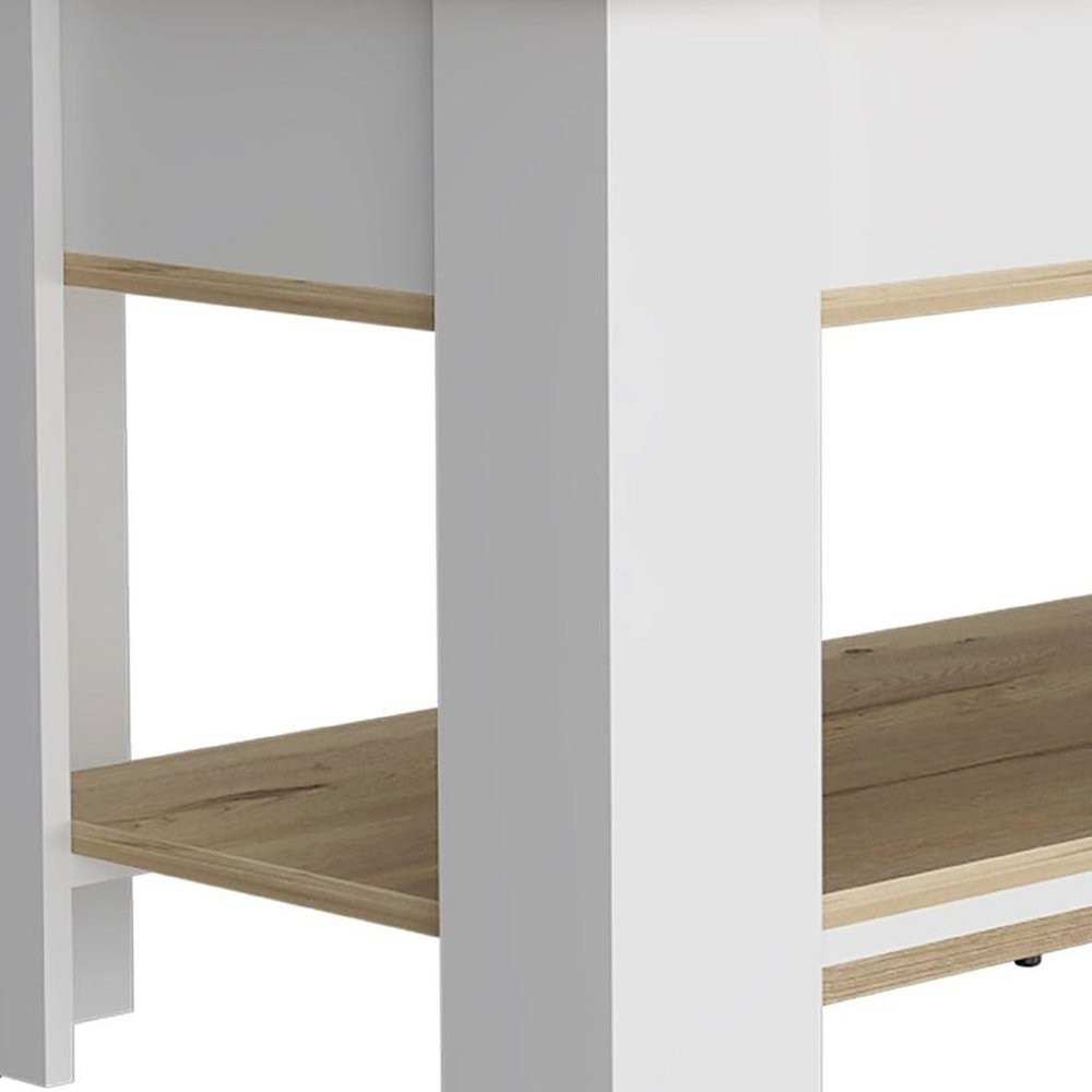 Oak and White Storage Bench with Flip Top - 40-inch