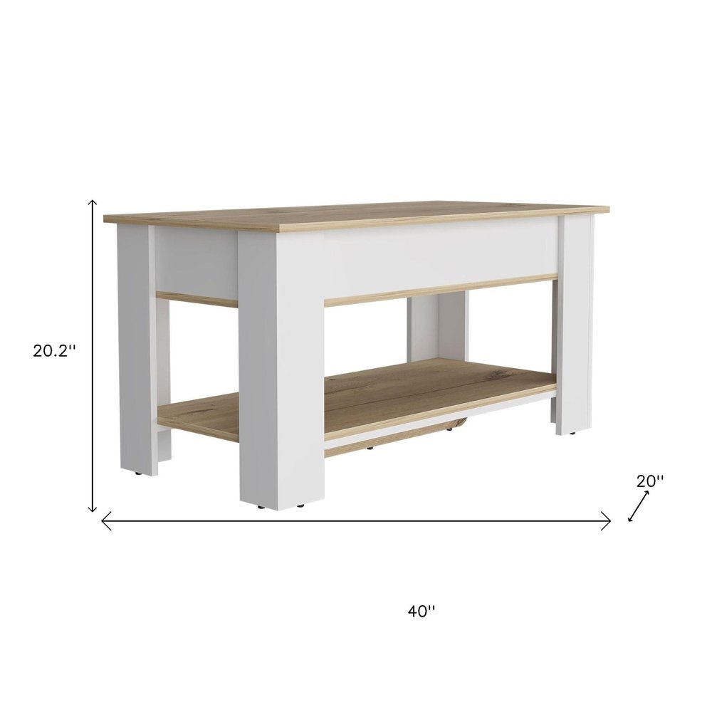 Oak and White Storage Bench with Flip Top - 40-inch