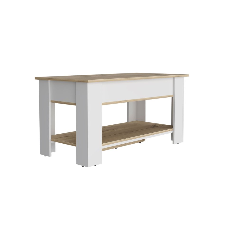 Oak and White Storage Bench with Flip Top - 40-inch