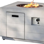 50000 Btu 35 Gray Aluminum Natural Gas Square Fire Pit Table with Cover