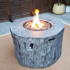 50000 Btu 40 Gray Aluminum Natural Gas Round Fire Pit Table with Cover