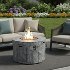50000 Btu 40 Gray Aluminum Natural Gas Round Fire Pit Table with Cover