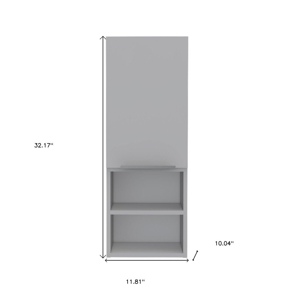 White Wood Wall Mounted Single Door Medicine Cabinet - 12-inch
