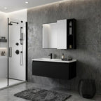 Black Wood Floating Single Door Bathroom Vanity and Medicine Cabinet - 18-inch
