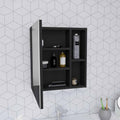Black Wood Floating Single Door Bathroom Vanity and Medicine Cabinet - 18-inch