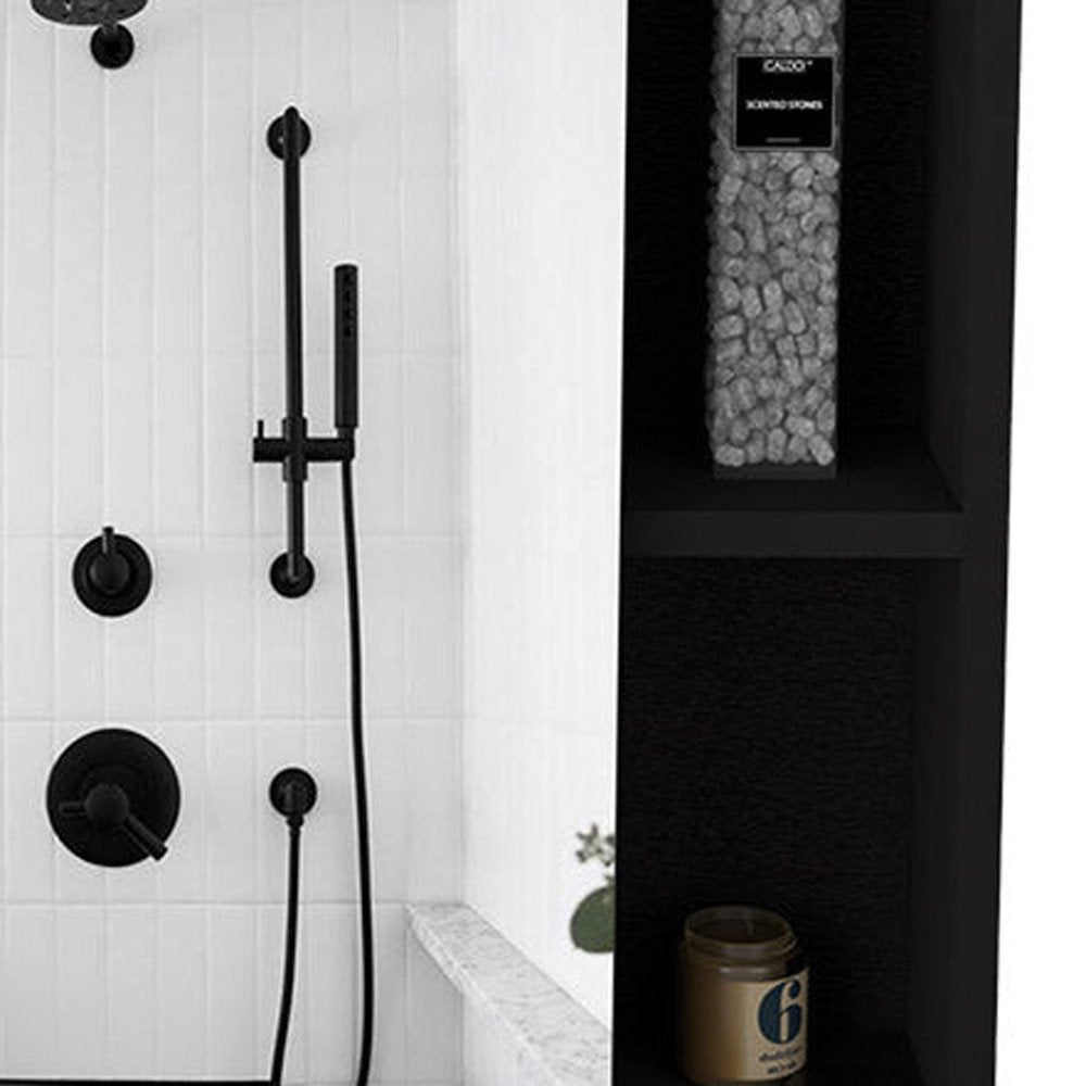 Black Wood Floating Single Door Bathroom Vanity and Medicine Cabinet - 18-inch