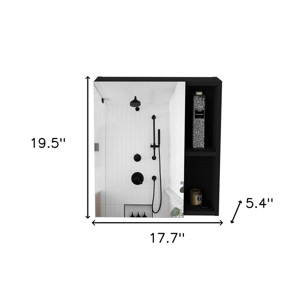 Black Wood Floating Single Door Bathroom Vanity and Medicine Cabinet - 18-inch