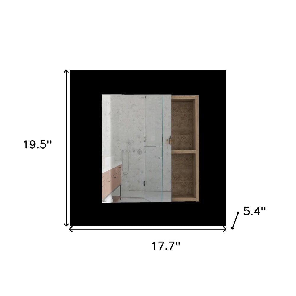 Natural Wood Wall Mounted Single Door Medicine Cabinet - 18-inch