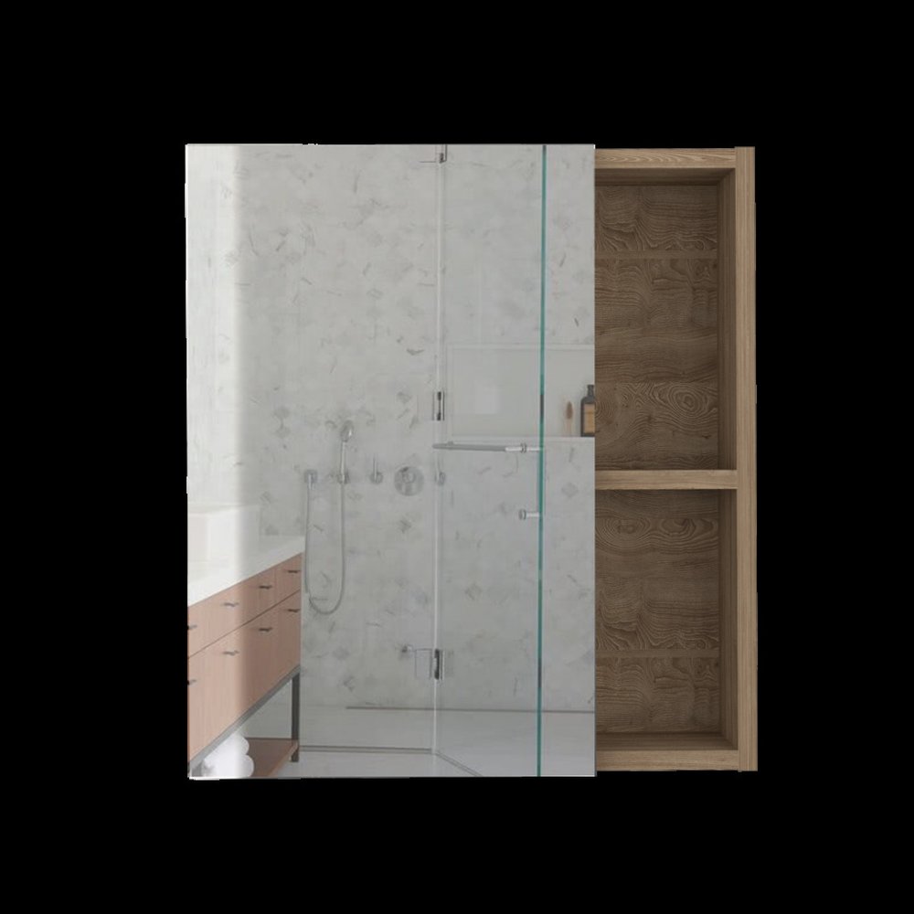 Natural Wood Wall Mounted Single Door Medicine Cabinet - 18-inch
