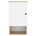 Natural Wood Floating Single Door Bathroom Vanity and Medicine Cabinet - 16-inch
