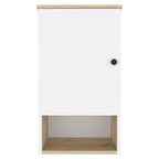 Natural Wood Floating Single Door Bathroom Vanity and Medicine Cabinet - 16-inch