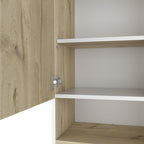 Natural Wood Floating Single Door Bathroom Vanity and Medicine Cabinet - 16-inch