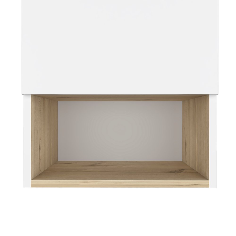Natural Wood Floating Single Door Bathroom Vanity and Medicine Cabinet - 16-inch