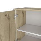 Natural Wood Floating Single Door Bathroom Vanity and Medicine Cabinet - 16-inch