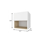 Natural Wood Floating Single Door Bathroom Vanity and Medicine Cabinet - 16-inch
