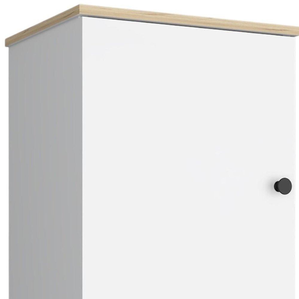 Natural Wood Floating Single Door Bathroom Vanity and Medicine Cabinet - 16-inch