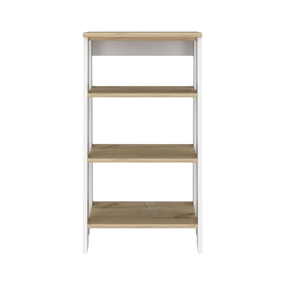 Natural and White Wood Linen Cabinet - 17-inch