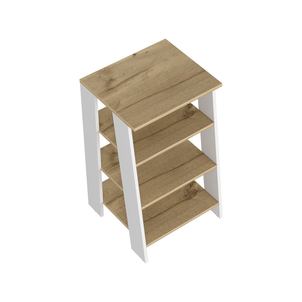 Natural and White Wood Linen Cabinet - 17-inch
