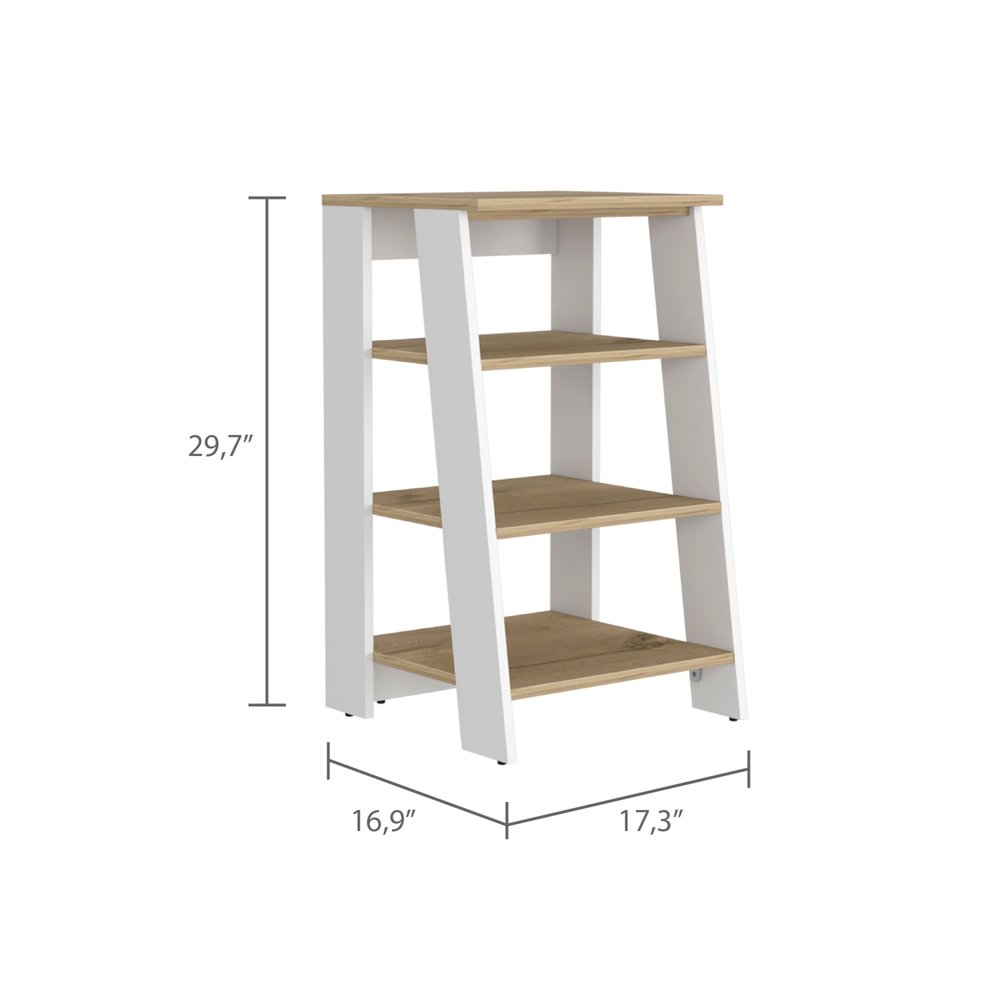 Natural and White Wood Linen Cabinet - 17-inch
