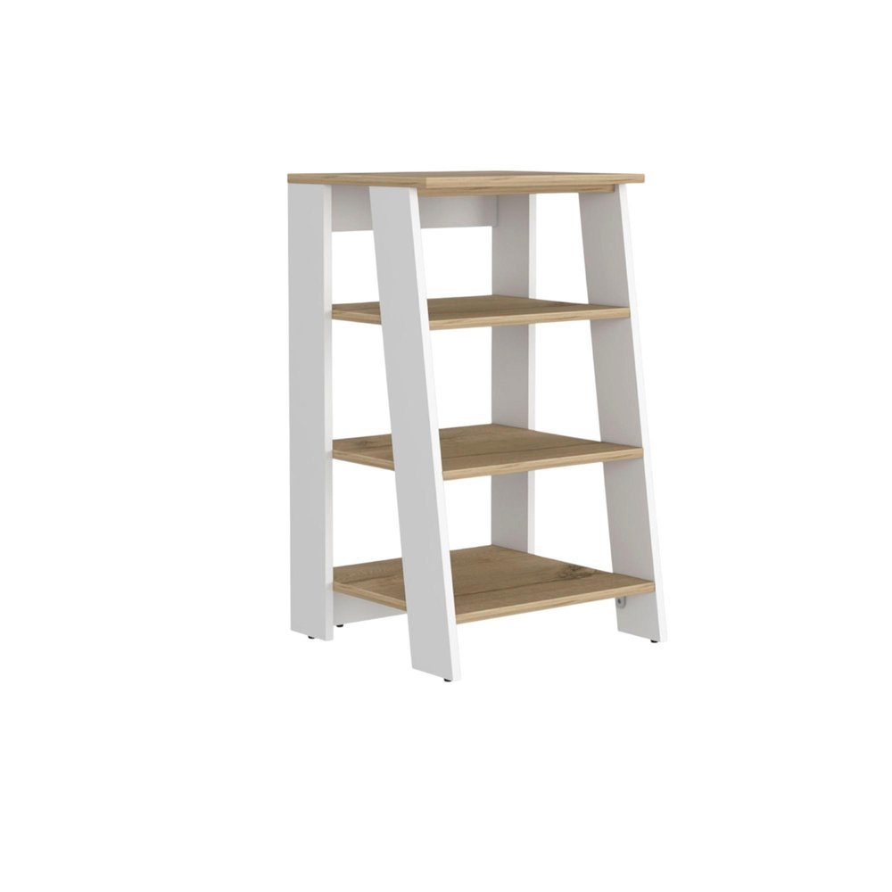 Natural and White Wood Linen Cabinet - 17-inch