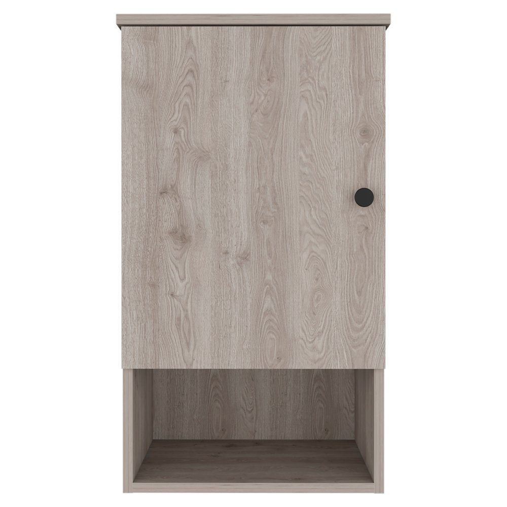 Light Gray Wood Wall Mounted Single Door Medicine Cabinet - 16-inch