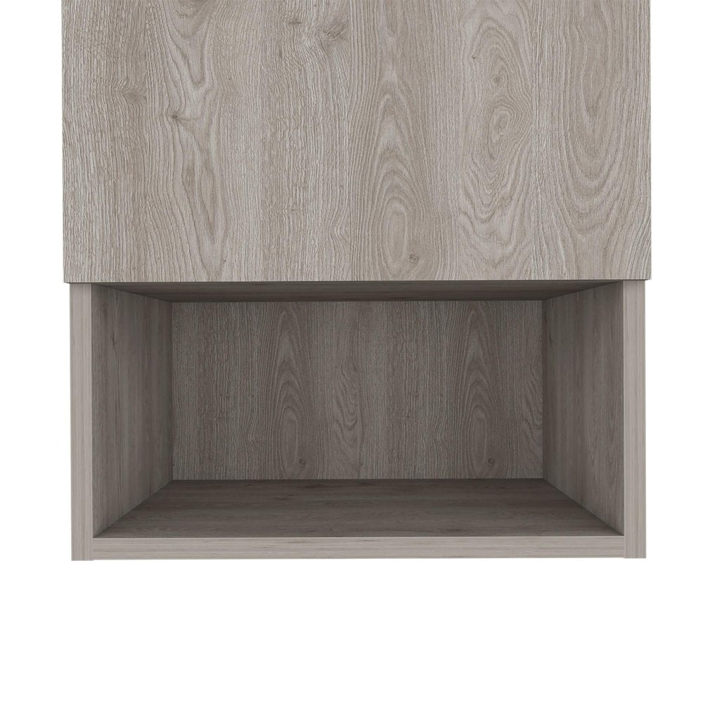 Light Gray Wood Wall Mounted Single Door Medicine Cabinet - 16-inch
