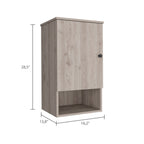 Light Gray Wood Wall Mounted Single Door Medicine Cabinet - 16-inch